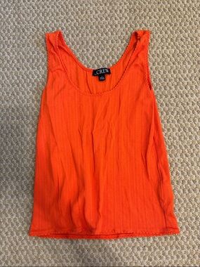 J. Crew Bright Orangish Red Pointelle Scoop Neck Tank Top